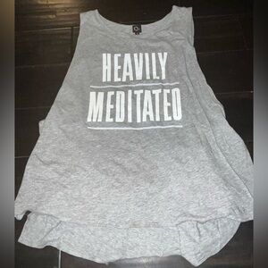 Gray Sleeveless Top with 'Heavily Meditated' Print